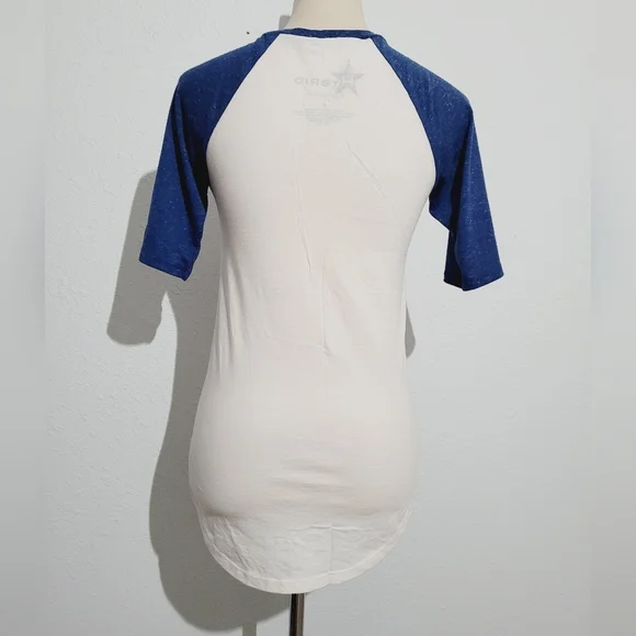 Hybrid Apparel Raglan 3/4 Sleeve T-shirt 100% Cotton LIVE FREE FLAG Women Size S - Picture 4 of 9